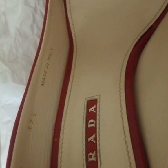 PRADA patent leather peep toe bow wedges. Worn 2x. - Picture 7 of 8